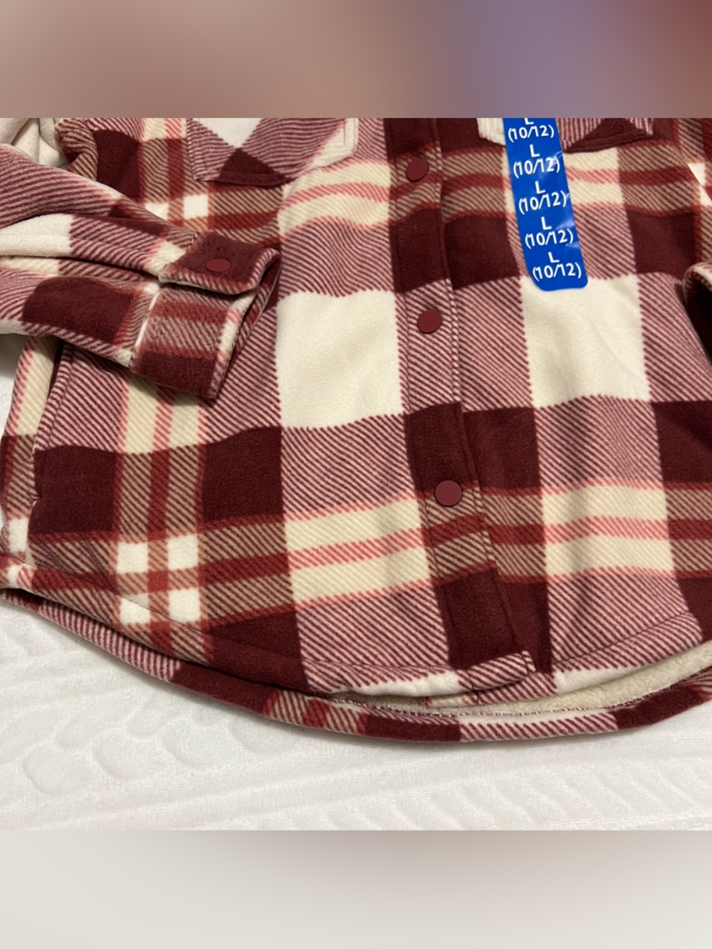 💗 *NEW* Member’s Mark - Girls' Plaid Sherpa-Lined Button-Up Shirt Jacket - Picture 5 of 13